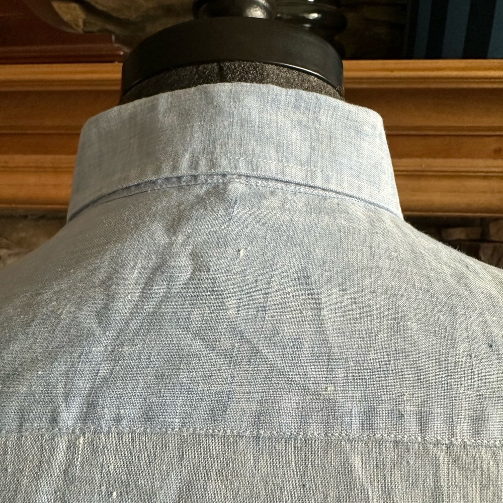ALAN PAINE Men’s Blue 💯 Linen Long Sleeve Button Down Shirt - Size LARGE - Picture 4 of 13